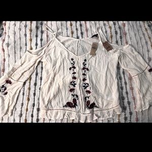 American Eagle Embroidered off the shoulder top